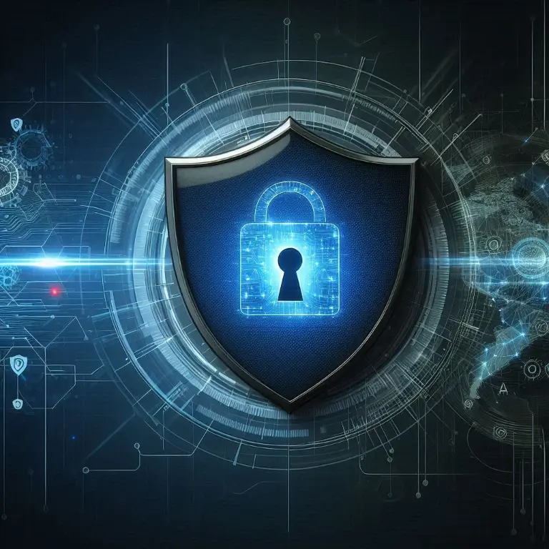 A giant lock on a futuristic grid showing the concept of cybersecurity for web developer malaysia.