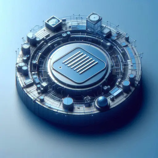 A blue 3D isometric icon resembling a folder surrounded by various chipset parts signifying a broader system design.